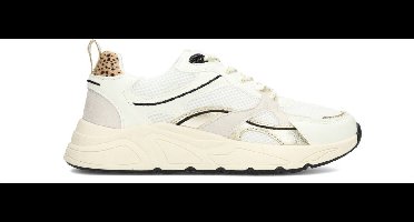 POSH by Poelman KAE Dames Sneakers - Wit Met Gouden Combinatie