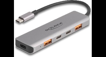 Delock USB 10 Gbps 2 Port USB Type-A + 2 Port USB Type-C™ Hub with USB Type-C™ connector and PD 95 Watt