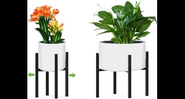 ApexArte® Plantentafel - Plantenstandaard voor Binnen - Plantenzuil - Wit en Zwart