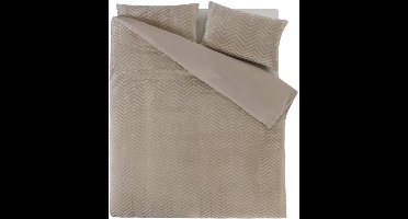 Droomtextiel Teddy Dekbedovertrek Chevron Taupe - 240x200/220 cm - Super Zacht