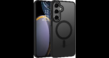 Matte magnetische hoes Geschikt voor: Samsung Galaxy S24 - Compatibel met MagSafe - Schokbestendige, Doorschijnende, Matte achterkant - Zwart