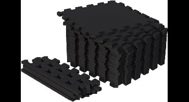 Gorilla Sports Vloermatten - Beschermingsmatten - 18 matten + 8 eindstukken - 30x30 - Puzzel mat - Zwart