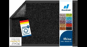 FLOORDIREKT Deurmat - Droogloopmat - Schoonloopmat - Rhine - Zwart - 90 x 600 cm