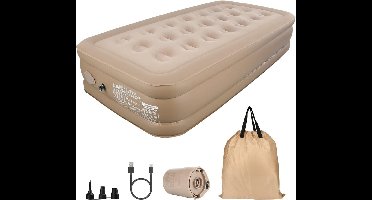Zylo® Luchtbed met Ingebouwde Pomp - Luchtbed met Pomp - 1 Persoon - Opblaasbaar Matras - 190x100x40cm - Khaki