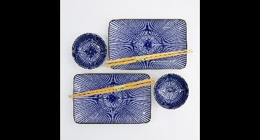 Tokyo Design Studio Kotobuki Sushi Servies - Blauw - 6-delig - 2-persoons