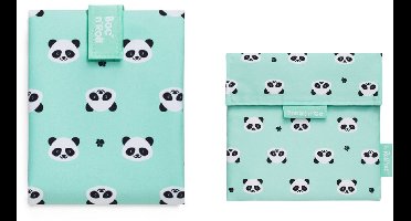 Boc’n’Roll - Snack'n'Go Voordeelset Panda- Herbruikbaar Boterhamzakje en Snackverpakking - Sluiting met klittenband - BPA-vrij - Waterdichte binnenlaag - Wasbaar tot 60°C