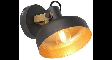 Mexlite - wandlamp - Prato - zwart - metaal - bedlampje - E14 - 4118ZW