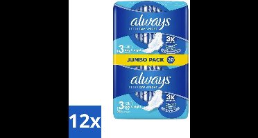 Always Ultra Day & Night - Maandverband - Met Vleugels - Duo Verpakking - 20 Maandverbandjes - Voordeelverpakking - 12 stuks