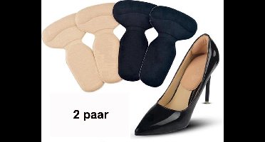 New Age Devi - 2 paar zelfklevende hielbeschermers - inlegzolen voor hoge hakken of schoenen - zachte en flexibele kussentjes - voorkomt blaren en pijn - combinatie van beige en zwart - one size