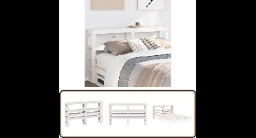 vidaXL Hoofdbord met schappen - 120 cm - Wit Hoofdbord - Beddecoratie - Houten Hoofdbord - Slaapkamer Decoratie - VidaXL