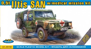 ACE Modelbouwpakket Auto - 35103 Volkswagen Iltis 0,5t Licht Vrachtvoertuig - 4x4 Iltis SAN met Medische Missiekit Plastic - 1:35 - Modelbouw