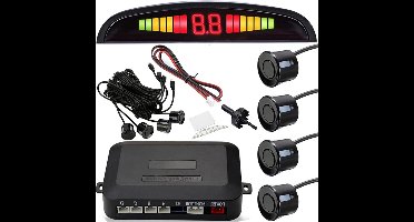 Car Reverse Alarm Parking Aid with 4 Sensors - LED Displays - Range up to 2 m - Acoustic Warning - Universal Parking Sensor System - Parking Assist