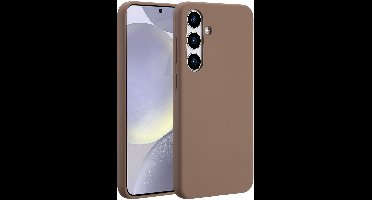 Accezz Hoesje - Geschikt voor Samsung Galaxy S24 Plus - Liquid Silicone Backcover met Magnetische Ring - Lichtbruin