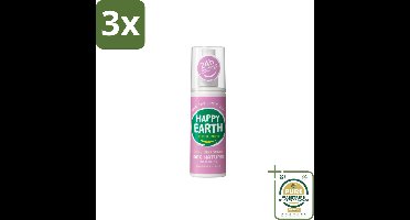 3 x Happy Earth – Deodorant Spray – 100% Natuurlijk Lavender Ylang – 100 ml - Grootverpakking - Natuurlijke Deodorant Spray - Lavendel Ylang - Geur - Huidvriendelijk - Geen Witte Vlekken