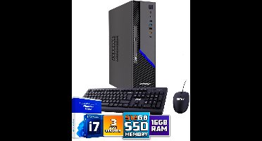 ScreenON Ultra SFF i7 Office PC - Business Office Computer | 16 GB RAM | 512GB SSD M.2 | DVD±RW | Windows 11 Pro | WiFi-Bluetooth | Inclusief Muis & Toetsenbord