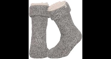 Apollo Huissloffen - dames - schapenwol - slofsokken - grijs - fleece gevoerd 39-42