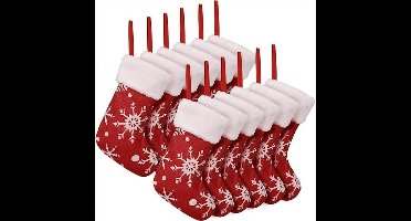 Mmgoqqt - 12 Stuks - Kerstsokken - Sneeuwvlokken - Kerstmis - Decoratie Kerstsok - Rood - H45 Cm - Polyester - Ophangbaar - Festieve Versiering