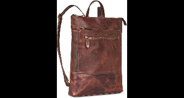 Platte leren laptoprugzak voor 15,6 inch laptops - unisex design voor school, werk en vrije tijd