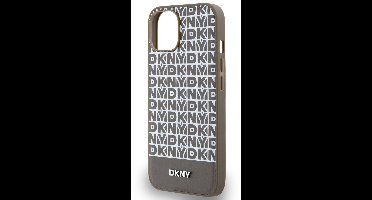 DKNY Repeat Bottom Stripe Back Case (MagSafe Compatible) - Geschikt voor Apple iPhone 14 (6.1") - Bruin