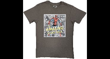 Marvel SpiderMan - Comic Background Heren Tshirt - S - Grijs