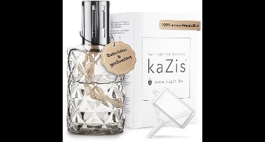 KAZIS® Katalytische lamp, geurlamp, glas, XXL, inhoud 400 ml, grijze ruiten