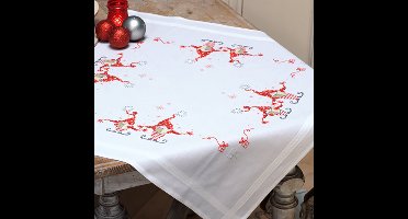 Vervaco - Tafelkleed kit - Kerst - Zingende kerstkabouters - PN-0158016 - Borduren - Borduurpakket - Borduurpakket volwassenen - Borduurpakket kind