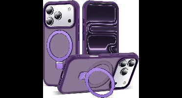 Oneay 1 stuk - Telefoonhoesje voor iPhone 17 Pro met onzichtbare magnetische O-ring standaard, semi-transparant hoesje van militaire kwaliteit voor iPhone 17 Pro 6,3 inch