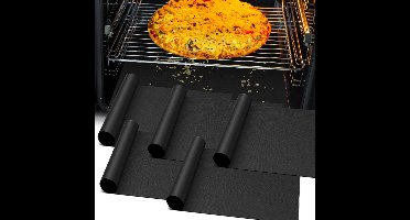 5 pack ovenvoeringen voor de bodem - 16 x 24 inch herbruikbare antiaanbak ovenvoeringen voor de bodem van een elektrische oven, hittebestendige beschermer voor buitenfornuizen in gasovens, gemakkelijk schoon te maken, fornuisvoeringen