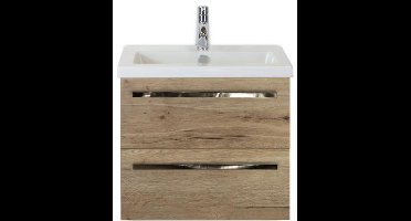 Seville Badmeubelset 60 cm - Natuur Eiken - Keramische Wastafel Wit Djazz