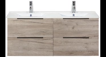 Seville Badmeubelset 120 cm - 4 Laden Craft Oak Edge Greep - Wastafel Enjoy Dubbel