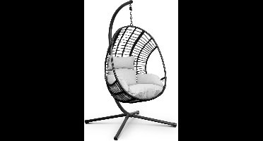 Egg Hangstoel - Hangstoel met Standaard - Chair voor Binnen en Buiten - Zwart