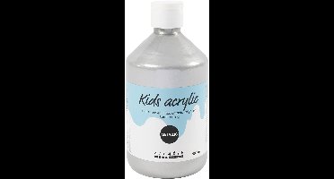 Acrylverf Metallic, metallic, zilver, 500 ml/ 1 fles