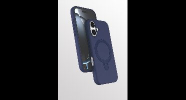 Hoesje Geschikt voor iPhone 17 hoesje zacht siliconen Navy - Liquid Backcover ring hoesje Geschikt voor Magsafe