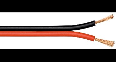 Luidspreker kabel (CCA) - 2x 1,50mm² / rood/zwart - 50 meter