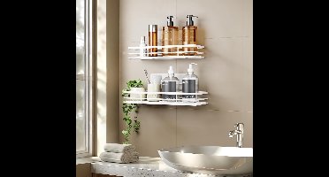 doucherek - Doucheplank - douchemand,badkamerorganizer, rek, badkamerrek shampoohouder - Set Van 2 - wit - 30D x 11B x 5H centimeter