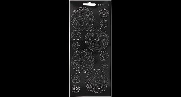 Stickers - Zwart - Bloemen - Elegante Zelfklevende Stickers - DIY Kaarten Maken - Scrapbooking Decoratie - Hobby Materialen - Afmetingen 10x23 cm