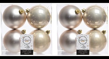 Decoris Kerstballen - 24x st - licht parel/champagne - 10 cm - kunststof - kerstversiering