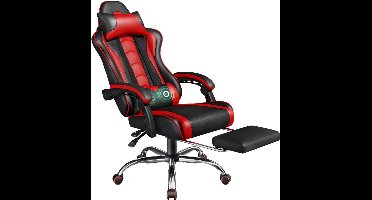 MMP® Gaming Stoel Met Voetsteun - Gaming Chair - Bureaustoel - met Massagefunctie - 68x55x93cm - Rood