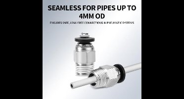 20 stuks PC4-M10 pneumatische connectorfittingen, push-to-connect rechte mannelijke PTFE-buiskoppeling 3D-printeraccessoires voor pneumatische systemen en langeafstandsextrusie