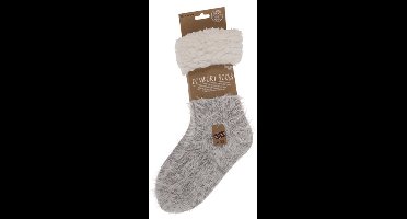 Dames huissokken met antislip - fluffy sokken - warme huissokken - anti slip sokken - hut sokken - pluizig grijs - one size - 36-42