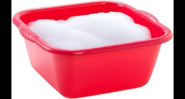 Plasticforte afwasteil - afwasbak - vierkant - kunststof - 15 liter - 39 x 16 cm - Rood - wasteil - schoonmaken