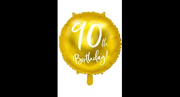 Folieballon 90 jaar goud verjaardag - 90th birthday - jubileum - 45cm.
