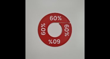 Maatring 9 cm rood/wit 60%