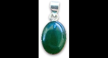 Onyx groen zilveren hanger ovaal