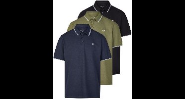 Mustang Heren Polo Mustang Pablo 3er Pack regular fit Veelkleurig 4XL Volwassenen - gemaakt van 100% katoen