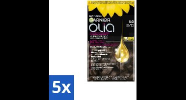5 x Garnier - Olia 5 - Haarkleuring - Lichtbruin - Zonder Ammoniak - 60% Olie - Permanente Kleur - Haarkleuring - Permanent - Zonder Ammoniak - 60% Olie - Lichtbruin