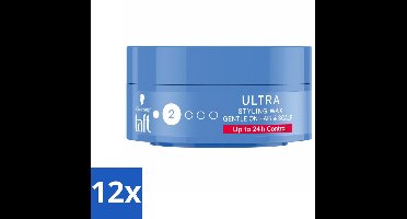12 x Taft - Ultra 2 - Styling Wax - Flexibele textuur - 75 ml - Haarwax - Stylingwax - Taft Ultra Wax - Flexibele Hold - Glanzende Finish