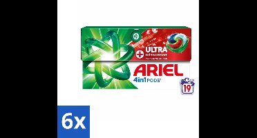 Ariel - 4in1 Wasmiddel Pods - Ultra Vlekverwijderaar - 19 Pods - Voordeelverpakking - 6 stuks