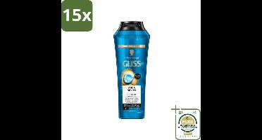 15 x Gliss - Shampoo - Aqua Revive - Voor Hydraterend en Fris Haar - 250 ml - Grootverpakking - Hydraterend Shampoo - Droog Haar - Haarverzorging - Haarhygiëne - Schuimshampoo