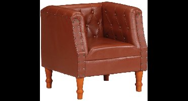 vidaXL - Fauteuil - echt - leer - bruin
